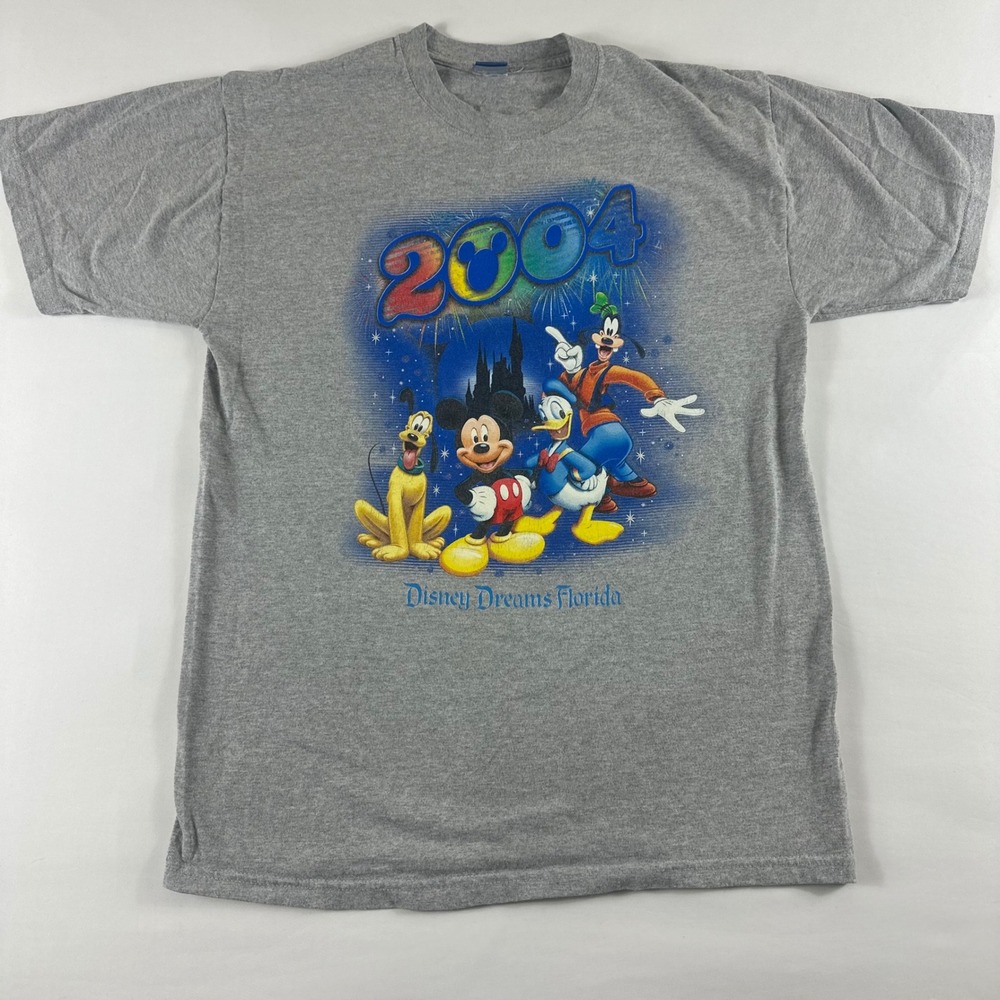 VTG 2004 Mickey Mouse Donald Duck Goofy Pluto Florida T Shirt Small Disney Dream